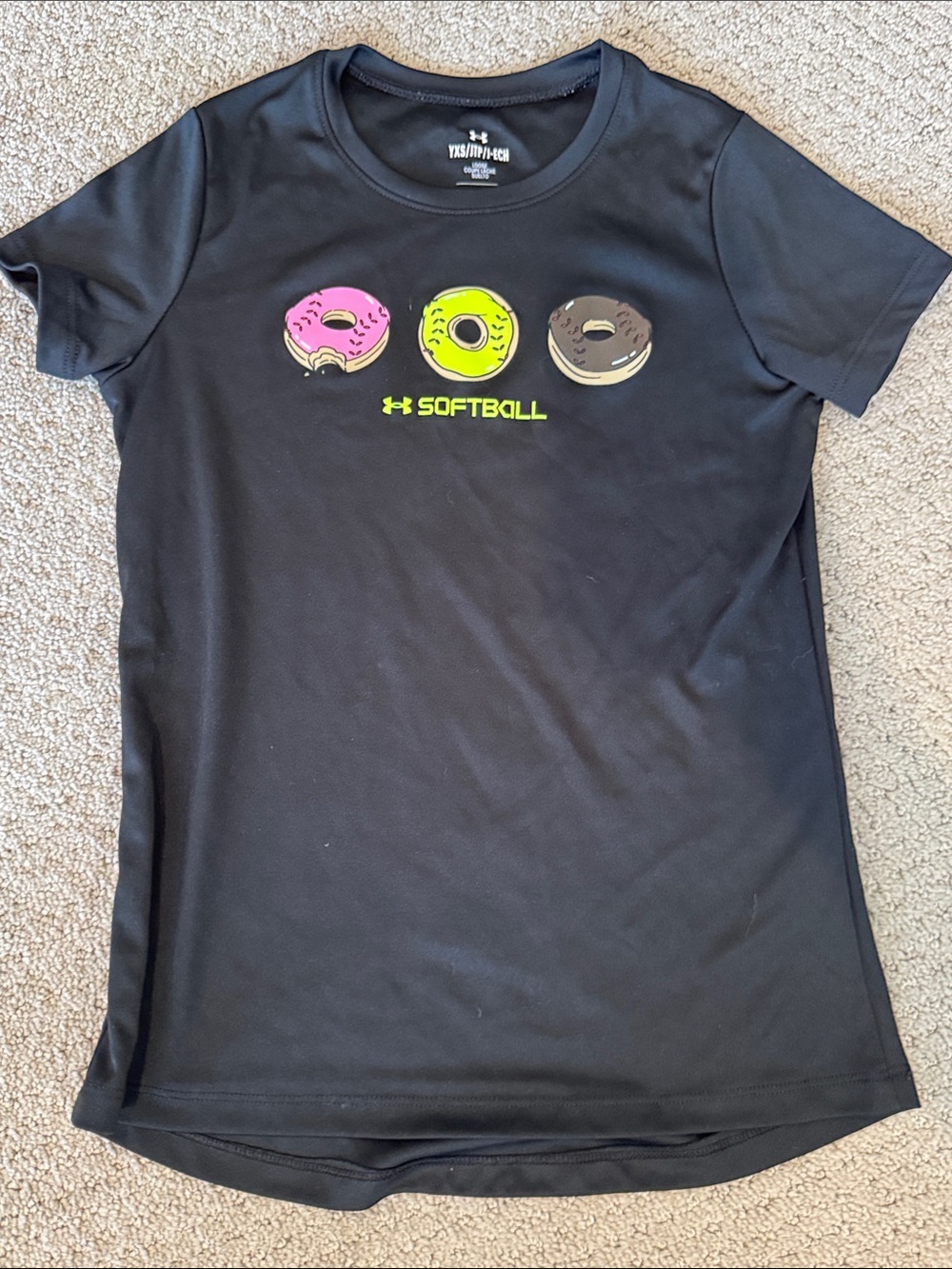 Under Armour Black Girls' Softball Donut Graphic Performance Tee